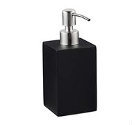 Relaxdays Dispensador Jabón, Jabonera 300 ml, Cuadrado, Rellenable, Baño, Cocina, Dosificador Ducha, Polirresina, Negro