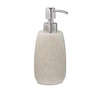 Relaxdays Dispensador Jabón, Jabonera 300 ml, Redondo, Rellenable, Baño, Cocina, Dosificador Loción, Polirresina, Arena