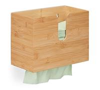 Relaxdays Dispensador Papel Secamanos, para Toallas Tamaño H2, Bambú, 20 x 27 x 13 cm, de Pared, Baño y Cocina, Natural, 20x27x13 cm