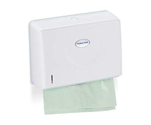 Relaxdays Dispensador Toallas Papel, Secamanos, Portatoallas de Pared Industrial, Formato H2, 20,5 x 27,5 x 10cm, Blanco