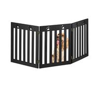 Relaxdays Dog Barrier Fence Valla Seguridad para Perros, Barrera de Escalera, Autónoma, Reja Protectora, 60 x 153 cm, MDF, Plegable, Negro, Gomaespuma