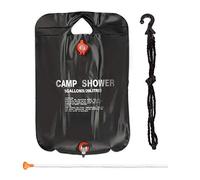 Relaxdays Set de Dos duchas de Camping, 20 L, Ducha Solar para Colgar, Plegable, Ducha de Mano, Portátil, Negro