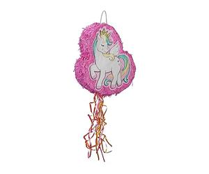 Relaxdays Einhorn Pinata Piñata Unicornio, Juego Fiesta de Cumpleaños, para Colgar, Rellenable, Niñas, 43 x 42 x 9 cm, Rosa, Cartón