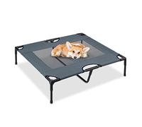 Relaxdays elevada, 20 x 92 x 76 cm, hasta 35 kg, Cama para Perros al Aire Libre, Metal y plástico, Color Gris, 40% Acero, 20x92x76 cm