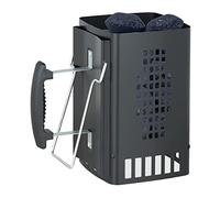 Relaxdays Encendedor Barbacoa con Asa de Seguridad, Chimenea de Encendido de Carbón, Arrancador BBQ, 27x18x17 cm, Negro, Hierro