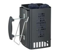 Relaxdays Encendedor Barbacoa con Asa de Seguridad, Chimenea de Encendido de Carbón, Arrancador BBQ, 27x18x17 cm, Negro, Hierro