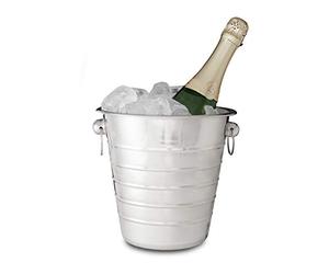 Relaxdays Enfriador Botellas Vino, Cubitera con Asa, Champanera, Refrigerador, Acero Inoxidable, Ø 21,5 cm, Plástico