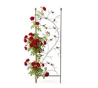 Relaxdays Enrejado, Altura x Anchura: 150 x 50 cm, Metal, diseño de pájaros, Ayuda para Plantas trepadoras, jardín, Color marrón