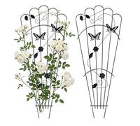 Relaxdays Enrejado de Hierro, Soporte para trepadoras y Rosales, Set de 2, 87 x 37 cm, Negro