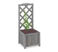 Relaxdays Enrejado de jardín con macetero, Madera de Abeto, 20 L, 90 cm, Gris, M