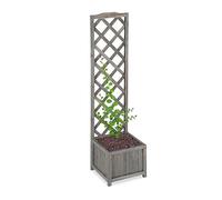 Relaxdays Enrejado de jardín con macetero, Madera de Abeto, 25 L, 147 cm, Gris