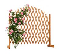 Relaxdays Enrejado de Madera, Extensible, 200 cm, para Plantas trepadoras, de pie, jardín, balcón, terraza, Color Naranja