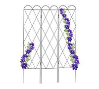 Relaxdays Enrejado de Metal, 3 Partes, de Encaje, 162,3 cm Alto, Celosía Exterior, Soporte de Plantas Trepadoras, Caoba