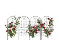 Relaxdays Enrejado de Metal para trepadoras y Rosales, Juego de 4, 116 x 50 cm, Negro