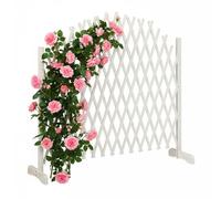 Relaxdays Enrejado extensible de madera de jardín blanco