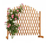 Relaxdays Enrejado extensible de madera de jardín naranja