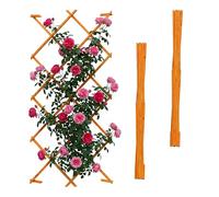Relaxdays Enrejado extensible, juego de 3, 180 x 120 cm, madera, montaje en pared, ayuda para enredaderas, rejilla de madera, color naranja