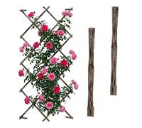 Relaxdays Enrejado Extensible, Juego de 3, 180 x 120 cm, Madera, Montaje en Pared, Soporte para Enredaderas, Rejilla de Madera, Flameado