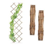 Relaxdays Enrejado Extensible, Juego de 3 3 Soportes Trepadoras Rejas de Madera Quemada, Guías Plantas Enredaderas Plegables, 180x60 cm, Jardín, Marrón