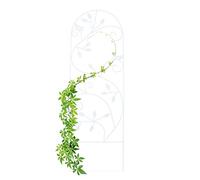 Relaxdays Enrejado metálico para jardín, Soporte para trepadoras, 120 x 40 cm, Decorado con pájaros, Blanco