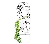 Relaxdays Enrejado metálico para jardín, Soporte para trepadoras, 120 x 40 cm, Decorado con pájaros, Negro