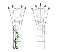 Relaxdays Enrejado para Plantas Trepadoras, Set 2, Metal, Vintage, 145 x 54 cm, Guía Enredadera, para Clavar, Marrón, Acero