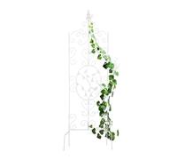Relaxdays Enrejado Trepadoras, Celosía Jardín Metal Vintage, 122x34,5 cm, Soporte Enredadera, Espaldera Autónoma, Blanco, Hierro