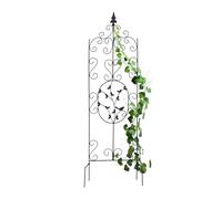 Relaxdays Enrejado Trepadoras, Celosía Jardín Metal, Vintage, 122x34,5 cm, Soporte Enredadera, Espaldera Autónoma, Negro, Hierro