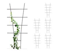 Relaxdays Enrejado Trepadoras Macetas, Metal, Set de 6, Tutores Enredaderas, Soportes Plantas y Flores, 79x35 cm, Negro, Acero, 6 Unidades