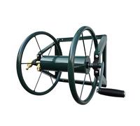 Relaxdays Enrollador de Manguera de Acero Inoxidable, 60 m, Montaje en Pared, Acoplamiento Clic, 55x48x42 cm, Verde