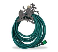 Relaxdays Enrollador de mangueras con búhos oro,gris