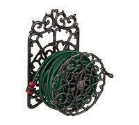 Relaxdays Enrollador XL giratorio para manguera oro,negro