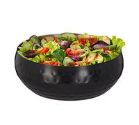 Relaxdays Ensaladera de Diseño Martillado, Frutero Acero Inox., Cuenco de Cocina Ø 13 cm, Bol Palomitas, Negro y Cobre
