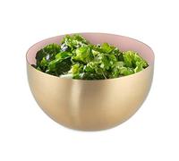 Relaxdays Servir Ensaladera Fiore Doro 1L, Frutero, Cuenco Cocina, Bol Repostería Acero INOX, 8,5x15 cm, Rosa y Dorado, Inoxidable, 15 cm