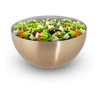 Relaxdays Ensaladera Moderna, Frutero Acero Inoxidable, Cuenco Cocina, Bol, Tazón, 25 cm de Diámetro, Dorado y Plateado