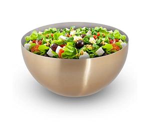 Relaxdays Ensaladera Moderna, Frutero Acero Inoxidable, Cuenco Cocina, Bol, Tazón, 25 cm de Diámetro, Dorado y Plateado