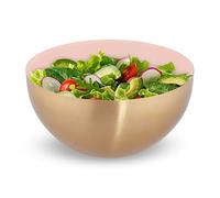 Relaxdays Ensaladera Redonda Fiore Doro, Frutero Acero INOX., Cuenco Repostería, Bol Cocina 3,5L, Rosa y Dorado