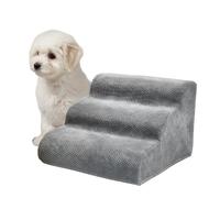 Relaxdays Escalera Antideslizante para Perros, 3 peldaños, Funda extraíble, Gris Claro, 35x56x56 cm