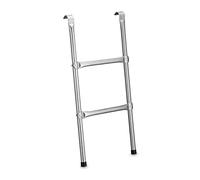 Relaxdays Leiter Escalera Cama Elástica, Escalerilla Trampolín, 76 cm, con Enganche, 2 Peldaños, Universal, Acero, Plateado, 76 x 37 x 6 cm