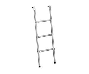 Relaxdays Escalera Cama Elástica, Escalerilla Trampolín, 96 cm, con Enganche, 3 Peldaños, Universal, Acero, Plateado