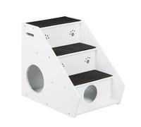 Relaxdays Escalera de perro 3 peldaños y escondite blanco,negro