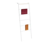 Relaxdays Toallero Escalera, 6 Barras, Toallas y Ropa, 160,5x55,5x10 cm, Metal, Portatoallas Industrial, Baño, Blanco, 90% Acero 10% Hierro