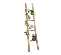 Relaxdays Decorativa 4 Peldaños, Escalera Colgar Ropa y Toallas, Hogar y Jardín, Madera Castaño, 150cm, Natural, 150 cm