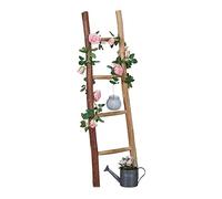 Relaxdays Dekoleiter Kastanienholz XL Escalera Decorativa, Escalerilla 4 Peldaños, Perchero, Toallero, Hogar, Jardín, Madera Castaño, 116cm, Natural, 116 cm
