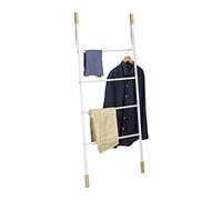 Relaxdays Escalera Decorativa Multiusos, Bambú-Hierro, Blanco, 150 x 70 x 2 cm