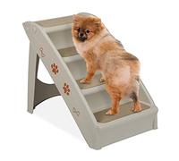 Relaxdays Escalera para Perro Pequeño o Grande, 4 Peldaños, Cama, Sofá y Coche, PP-Fieltro, 1 Ud, 49 x 39 x 61 cm, Gris