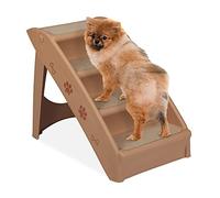 Relaxdays Escalera para Perro Pequeño o Grande, 4 Peldaños, Cama, Sofá y Coche, PP-Fieltro, 1 Ud, 49 x 39 x 61 cm, Beige