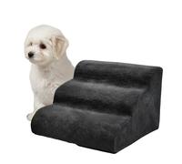 Relaxdays Escalera para Perros, 3 peldaños, Antideslizante, Funda extraíble, 35x35x56 cm, Negra