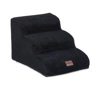 Relaxdays Escalera para Perros, 3 Peldaños, Escalón Gatos, Cama y Sofá, Antideslizante, 33x41x54cm, Negro, Poliéster