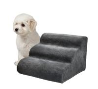 Relaxdays Escalera para Perros Antideslizante, 3 peldaños, Funda de Tela, 35 x 56 x 35 cm, Gris Oscuro